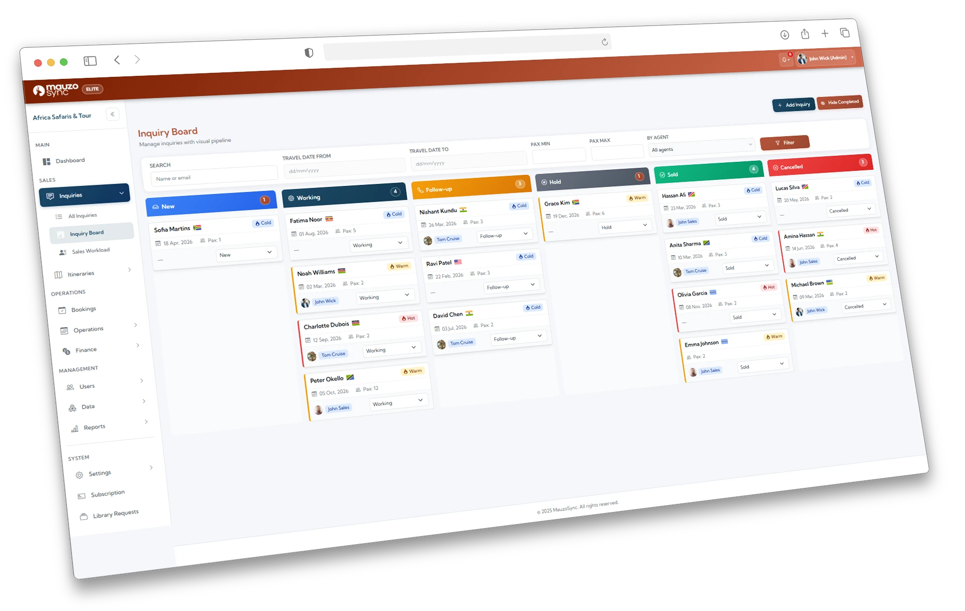 Inquiry board — all leads in one place