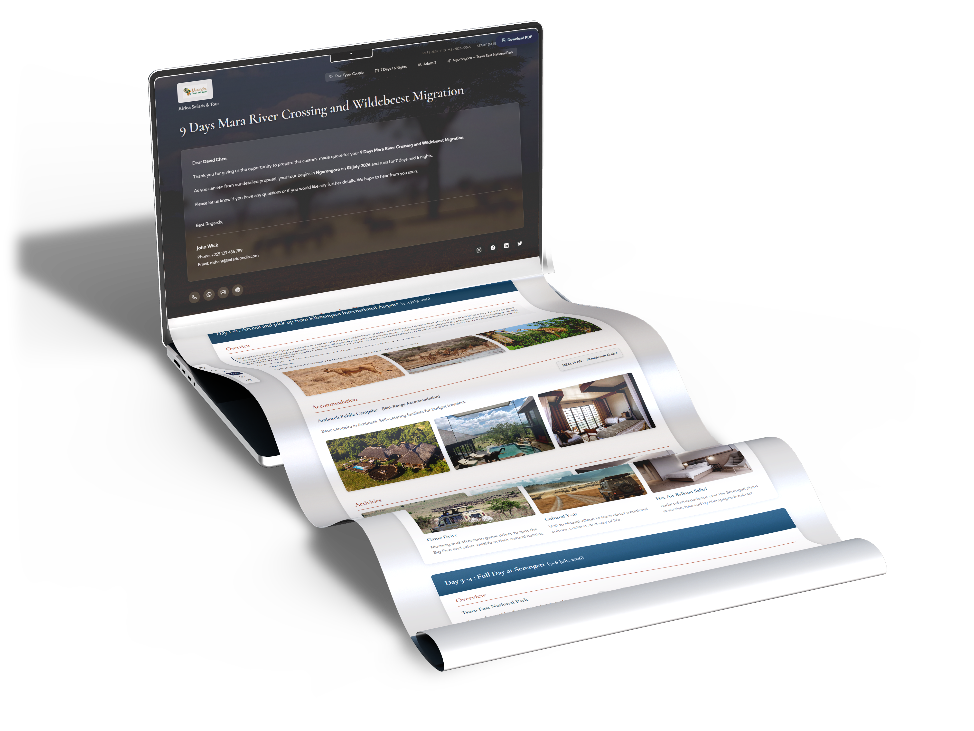 Itinerary builder — day-wise proposals with pricing