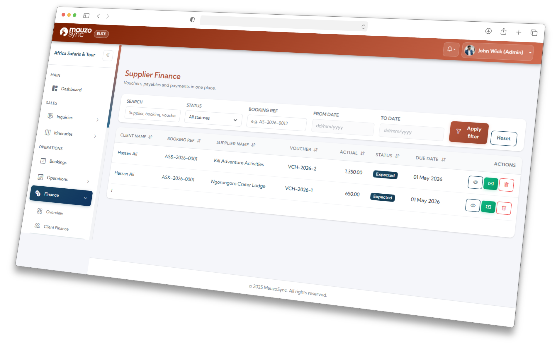 Cost column beside service item showing vendor pricing