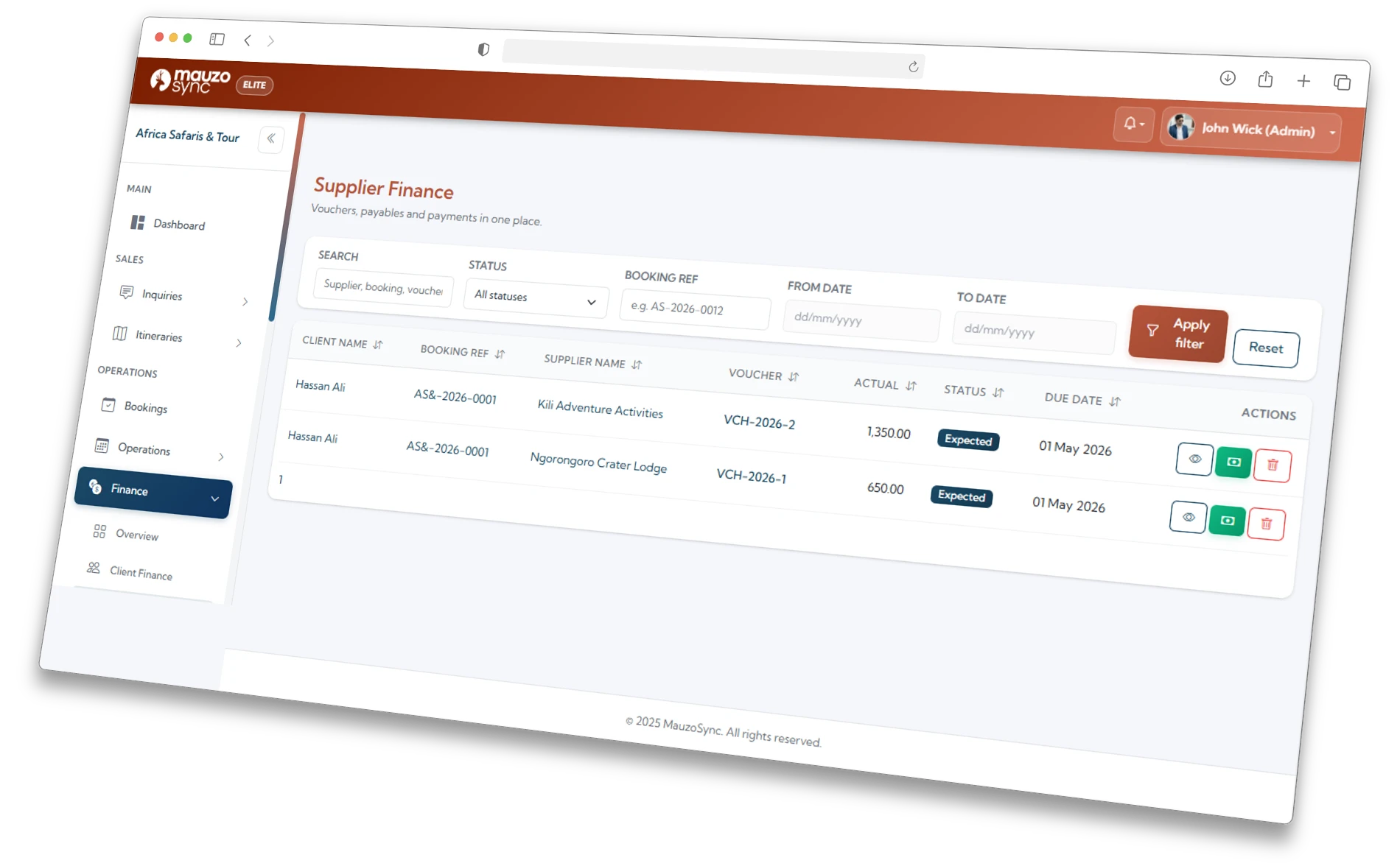 Cost column beside service item showing vendor pricing