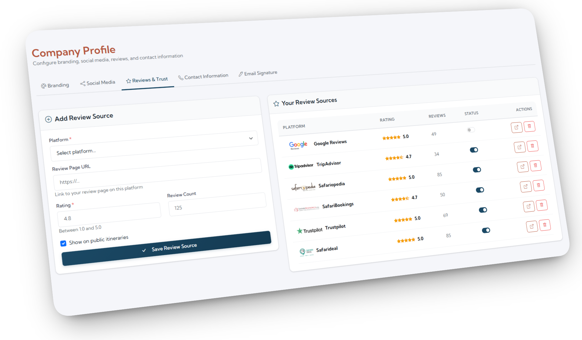 Reviews and feedback