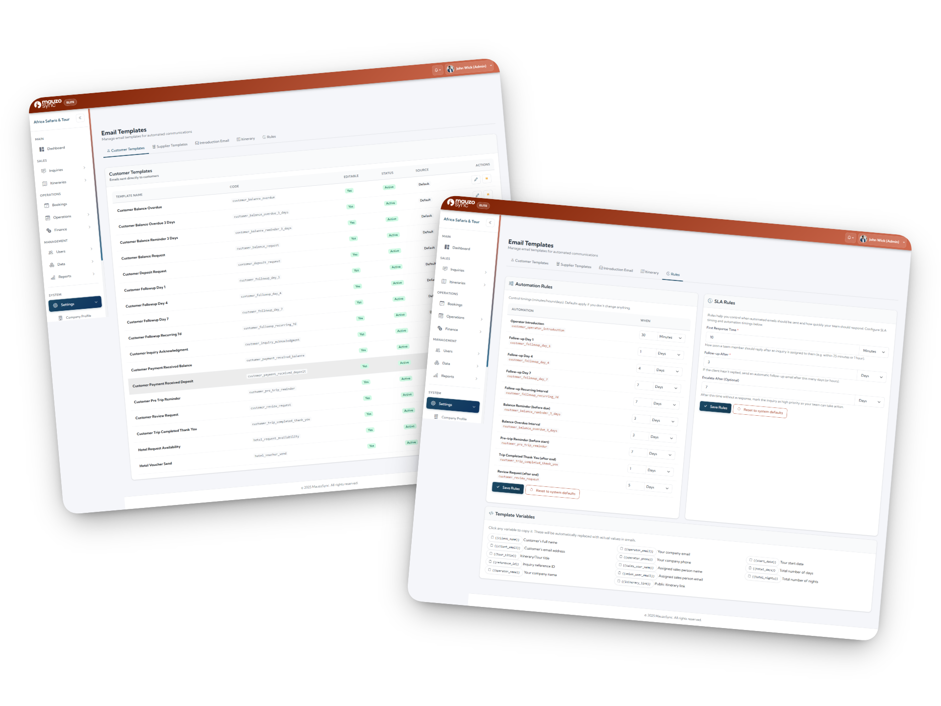 Booking detail page showing multi-axis status indicators